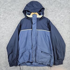 Columbia Rockvale Men's Packable Hood Blue Coat Size XL Removable Lining SPOTS‎